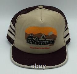 Vintage 3 Stripe Sundowner Reno Snapback Trucker Hat Cap Made In The USA Trois
