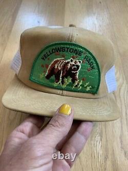 Vintage 70 80 Trucker Snap Back Hat Cap Suede Yellowstone Park K-produits