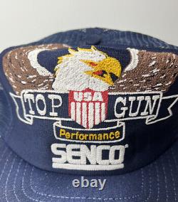 Vintage 70s 80s Senco Top Gun Eagle Mesh Snapback Chapeau De Camionneur Cap Fabriqué Aux États-unis