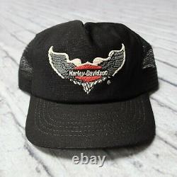 Vintage 70s Harley Davidson Wings Logo Mesh Trucker Chapeau Snapback Chapeau Fabriqué Aux États-unis