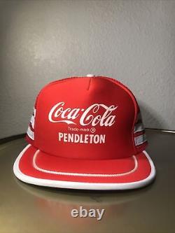 Vintage 80s 3 Three Stripe Mesh Snapback Trucker Coca Cola Cap Hat Pendleton USA
