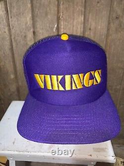 Vintage 80s Rare Minnesota Vikings Violet NFL Chapeau De Football Cap Snapback Retro