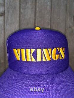 Vintage 80s Rare Minnesota Vikings Violet NFL Chapeau De Football Cap Snapback Retro
