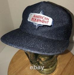 Vintage American Equipement 80s USA Chapeau De Camionneur Denim Cap Snapback Image Personnalisée