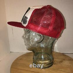 Vintage Années 80 Red Man Chewing Tobacco Trucker Hat Cap Snapback Patch USA Rouge Blanc