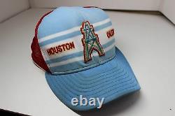Vintage Authentic Original Houston Oilers Snap-back Chapeau De Camionneur Mesh Chapeau Crusty