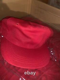 Vintage Blank Snapback Trucker Cap Hat Lot De 50 Polyester Deadstock Rouge