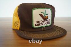Vintage Brown’s Seed Corn Mesh Snapback Trucker Cap Hat Patch USA K-brand (l7)