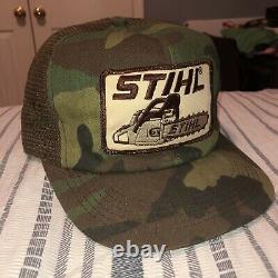Vintage Camo Stihl Chainsaw Patch Snapback Trucker Hat Cap K Brand Mesh Etats-unis