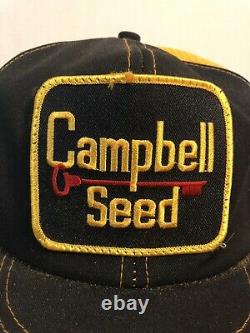 Vintage Campbell Trucker Hat Snapback Cap Patch K Brand Product USA Farm
