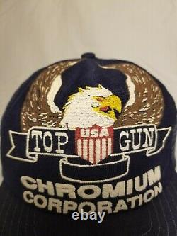 Vintage Chromium Senco Top Gun Eagle Mesh Snapback Chapeau De Camionneur Cap Fabriqué Aux États-unis