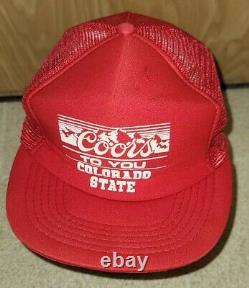 Vintage Coors Light Beer Colorado State Trucker Hat Snapback Red Rare 80s Casquette
