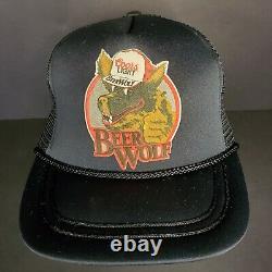 Vintage Coors Light Beer Wolf Hat Rare Black Snapback Trucker Cap