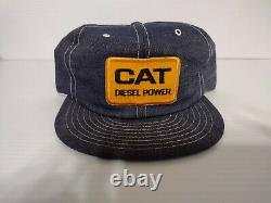 Vintage Denim Cat Diesel Power Trucker Hat Snapback Cap Patch Louisville Mfg