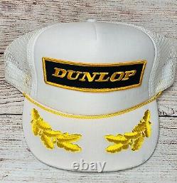 Vintage Dunlop 80s Otto White Trucker Hat Cap Snapback Gold Scramble Egg Patch