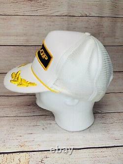 Vintage Dunlop 80s Otto White Trucker Hat Cap Snapback Gold Scramble Egg Patch