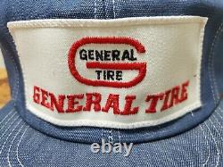 Vintage General Tire Denim Snapback Trucker Hat Cap Huge Patch Legend Made USA