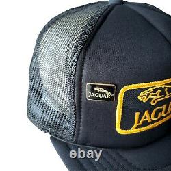 Vintage Jaguar Hat Ball Cap Car Racing Trucker Snapback Avec Vtg Pin Noir