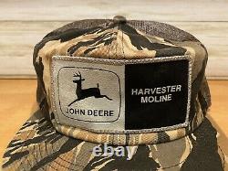 Vintage John Deere Harvester Snapback Trucker Hat Camo Cap K Products USA Rare