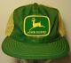 Vintage John Deere Snapback Trucker Hat Cap Louisville Green Yellow Made In Usa