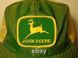 Vintage John Deere Snapback Trucker Hat Cap Louisville Green Yellow Made In USA
