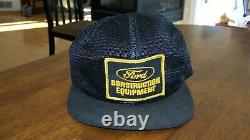 Vintage K-marque Ford Construction Black Full Mesh Snapback Patch Cap / Hat Trucker
