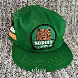 Vintage Kodiak Racing Trucker Hat K Produits 3 Stripe Mesh Snapback Cap USA Euc