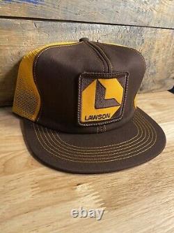 Vintage Lawson Patch Snapback Trucker Hat Mesh Cap K-produits Made In USA Farm