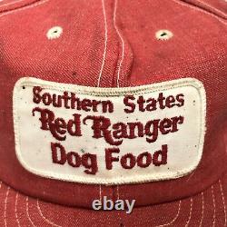 Vintage Louisville Mfg Red Ranger Patch Dog Snapback Denim Trucker Hat Cap USA