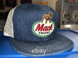 Vintage Mack Trucks K Produits Denim Mesh Trucker Snapback Hat Cap Patch Etats-unis