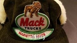 Vintage Mack Trucks Noir Corduroy Snapback Camionneur Cap Patch Louisville USA