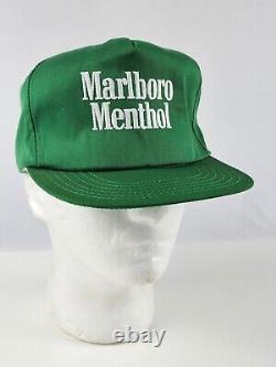 Vintage Marlboro Menthol Green Trucker Hat Snapback Jamais Écrit Tabac Annoncer