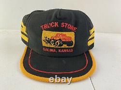 Vintage Monster Truck Store Kansas 3 Stripe Mesh Snapback Trucker Hat Cap USA