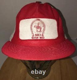 Vintage Pahl's Western World 70s USA Red White Trucker Hat Cap Snapback Patch