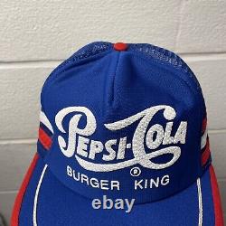 Vintage Pepsi Cola 3 Trois Rayures Burger King Snapback Mesh Trucker Hat Cap USA