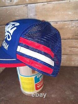 Vintage Pepsi Cola Beaver Dam Wi Trucker Cap 3 Stripe Snapback Hat Mesh Rouge Et