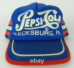 Vintage Pepsi Cola Kecksburg, Pa Trucker Cap 3 Stripe Snapback Hat Mesh