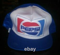 Vintage Pepsi Cola Mesh Trucker Snapback Cap Hat New Old Stock 80s Etats-unis Made