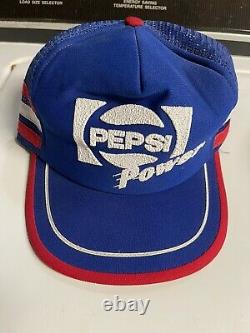 Vintage Pepsi Cola Power 3 Stripe Snapback Trucker Hat Cap Red White Blue Rare