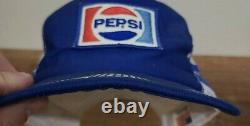 Vintage Pepsi-cola 3 Stripe Snapback Trucker Hat Cap. Facture Fissurée