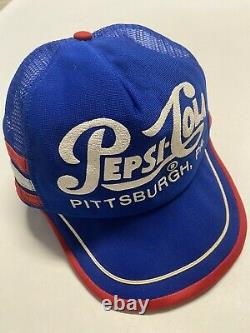 Vintage Pepsi-cola 3 Stripe Snapback Trucker Hat Cap Red White Blue Pittsburgh