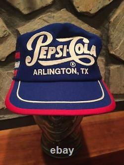 Vintage Pepsi-cola Trucker Hat Mesh 3 Stripe Blue Red White USA Snap Back Cap
