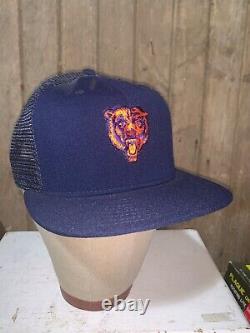 Vintage Rare 80s Chicago Bears Logo Blue NFL Football Trucker Cap Hat Snapback