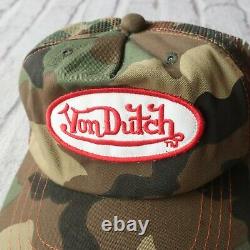 Vintage Rare Von Dutch Logo Camo Mesh Trucker Snapback Hat Cap Camouflage 1