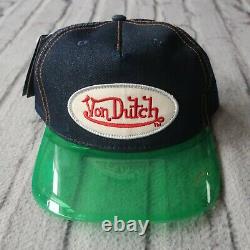Vintage Rare Von Dutch Logo Clear Mesh Trucker Snapback Hat Cap