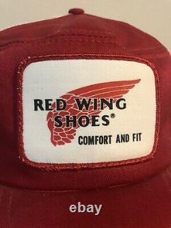 Vintage Red Wing Boots Trucker Hat Snapback Cap Patch USA Nos Stripe