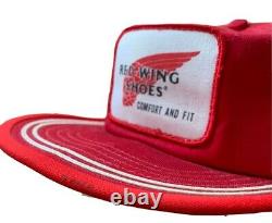 Vintage Red Wing Shoes Snapback Trucker Hat Cap Made In USA Medium Mesh