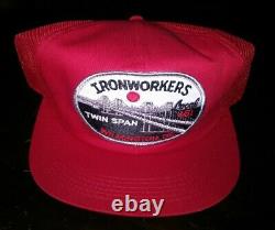 Vintage Ronworkers Patch Mesh Snapback Trucker Hat Cap K-brand USA Rare Nos