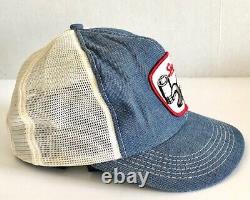 Vintage Snap On Tools K Marque Trucker Hat Cap Denim Mesh Snapback Patch USA