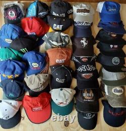 Vintage Snapback 91 Hat Lot Camionneur, Sports, Films, Disney, Harley Davidson Casquette